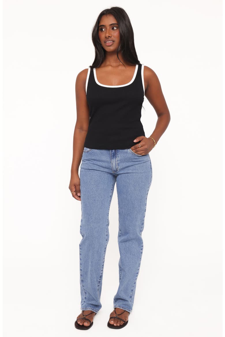 Juanita Contrast Trim Knit Tank, Alternate, color, BLACK/ WHITE