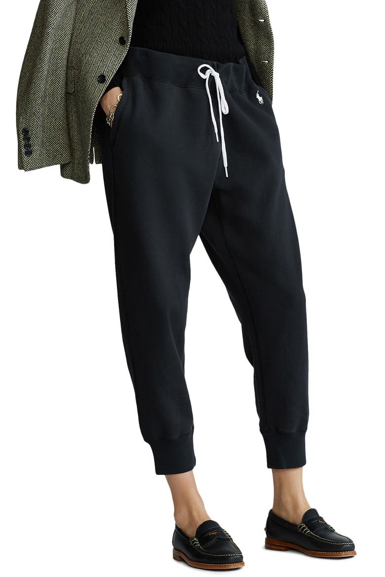 Cotton Blend Ankle Sweatpants, Main, color, POLO BLACK