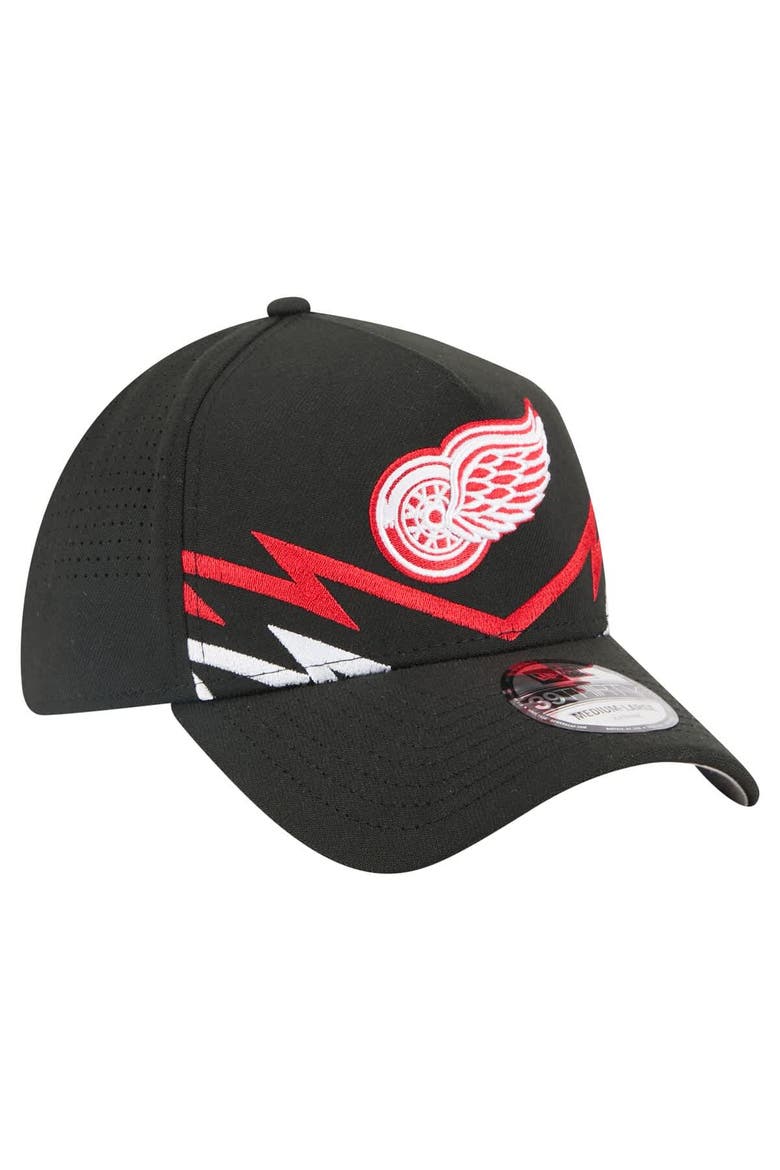 Men's New Era Black Detroit Red Wings 39THIRTY A-Frame Perforated Flex Hat, Alternate, color, Black