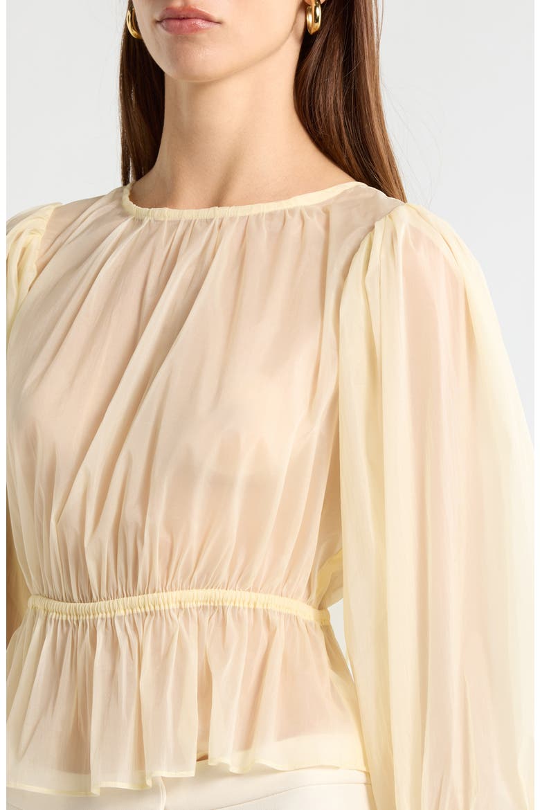 Amie Peplum Sheer Chiffon Top, Alternate, color, LEMON