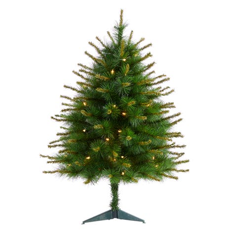 3-ft New England Pine Artificial Christmas Tree with 50 Clear Lights and 117 Bendable Branches