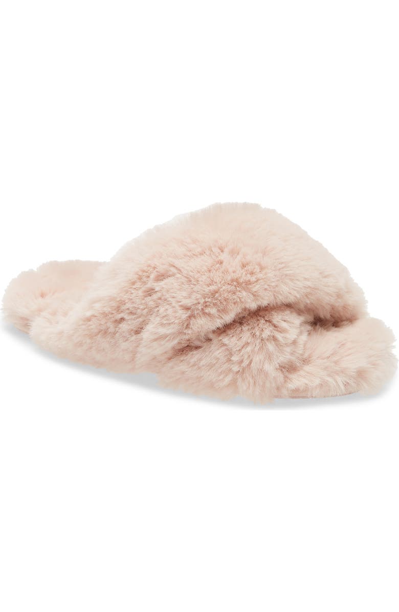 Papinelle Faux Shearling Crossover Slide Slipper, Main, color,