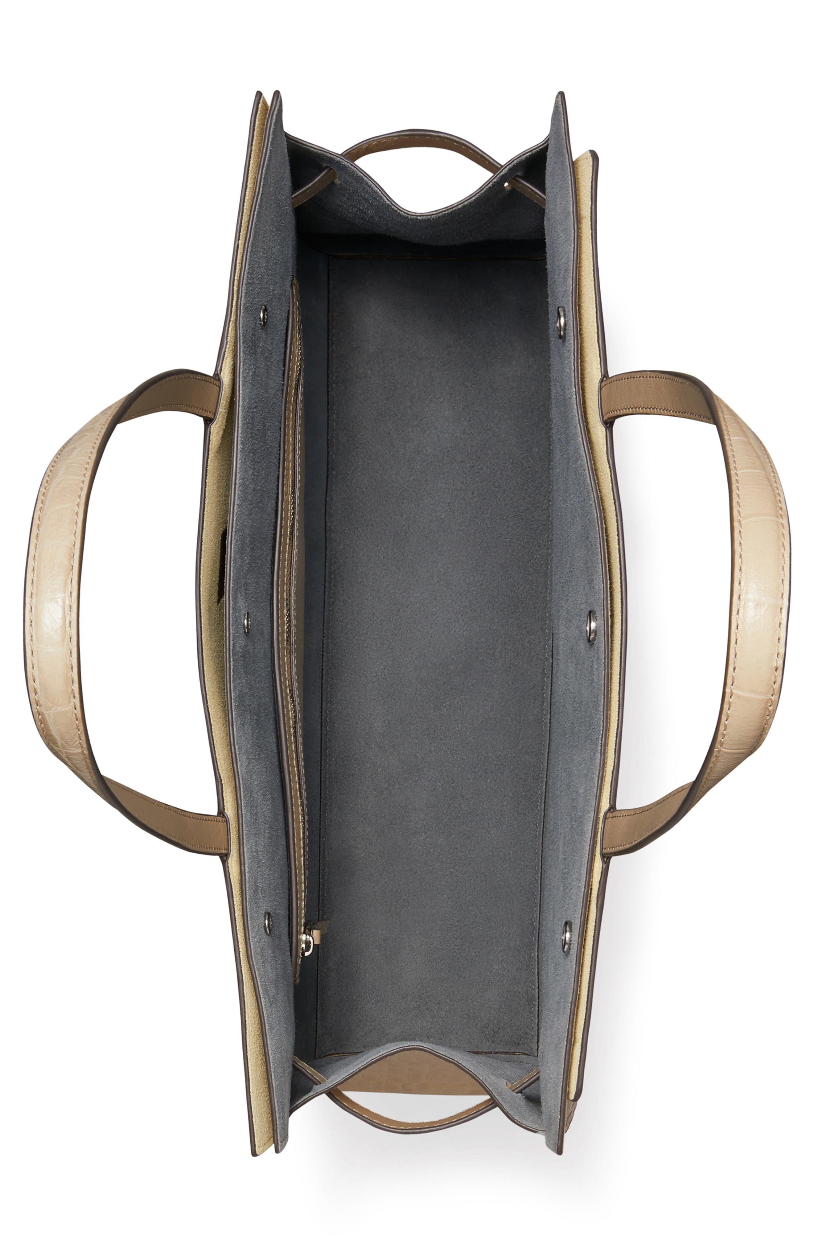 Tory Burch Lee Radziwill Croc Embossed Leather Tote, Alternate, color, Ginger Leaf