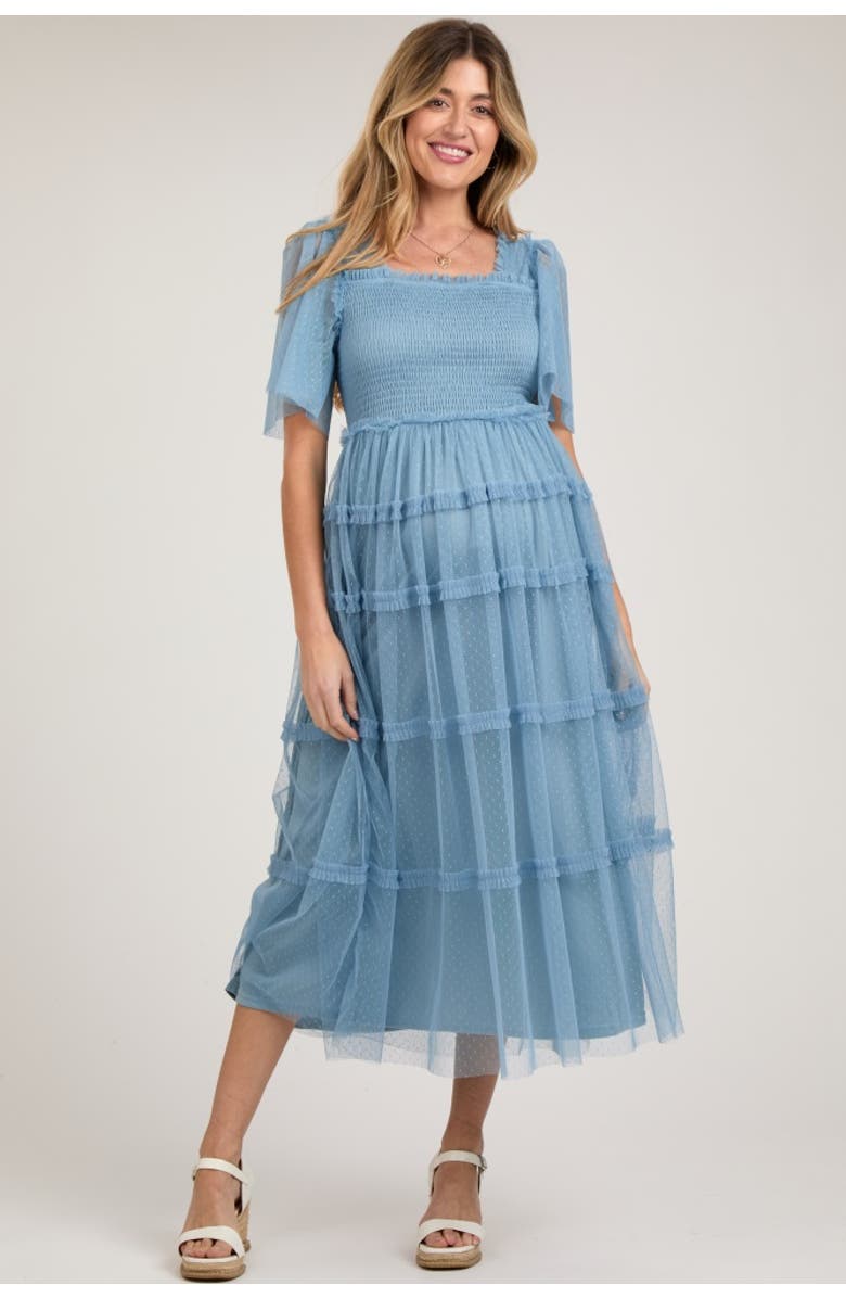 PinkBlush Ruffled Mesh Maxi Dress, Main, color, Blue