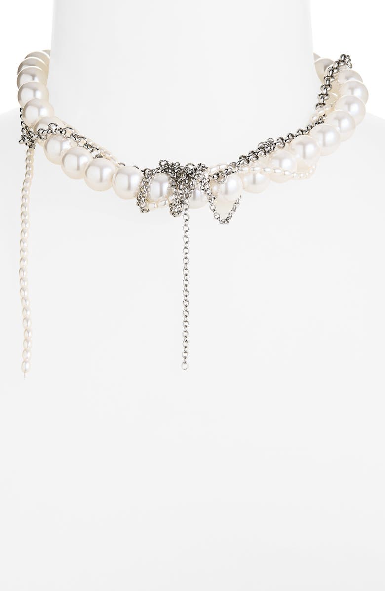 Justine Clenquet Nicole Faux Pearl & Rolo Chain Choker, Alternate, color, 