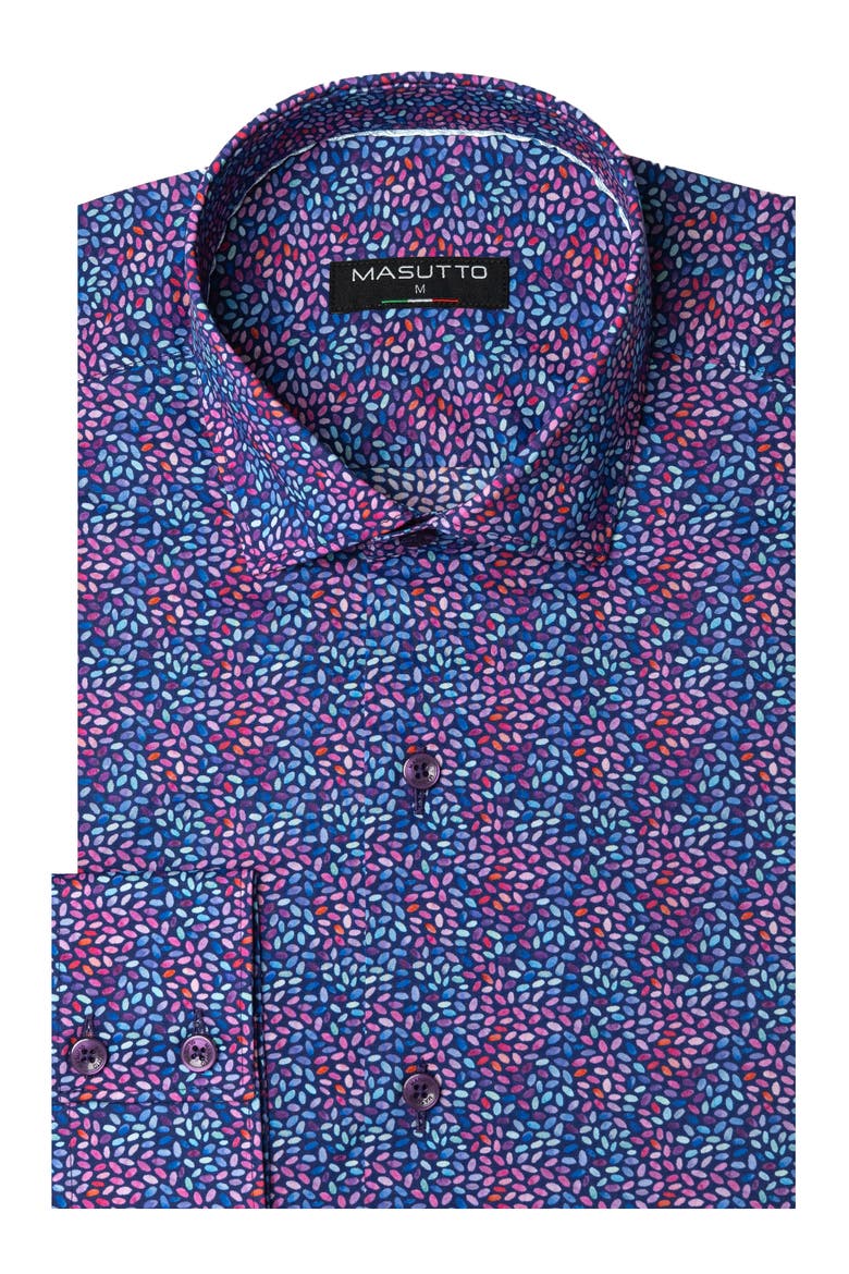 Bitto Print Button-Up Long Sleeve Shirt, Main, color, Purple