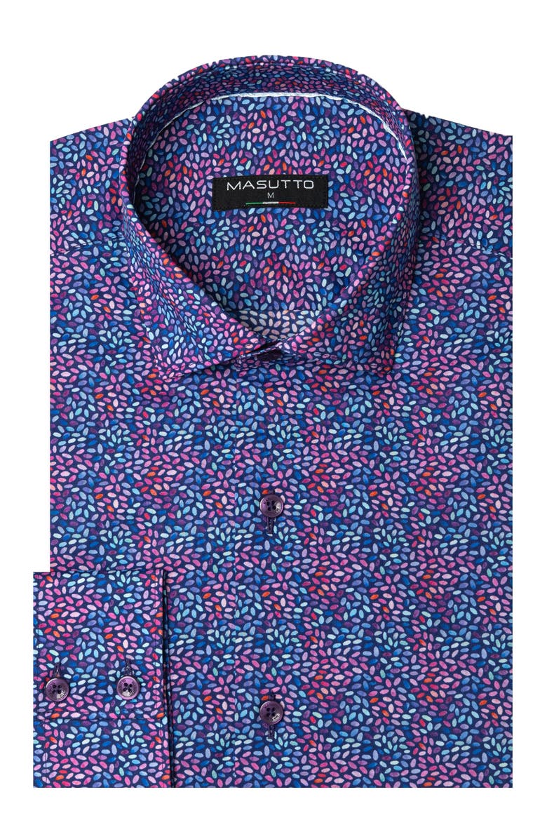 MASUTTO Bitto Print Button-Up Long Sleeve Shirt, Alternate, color, Purple Multicolor