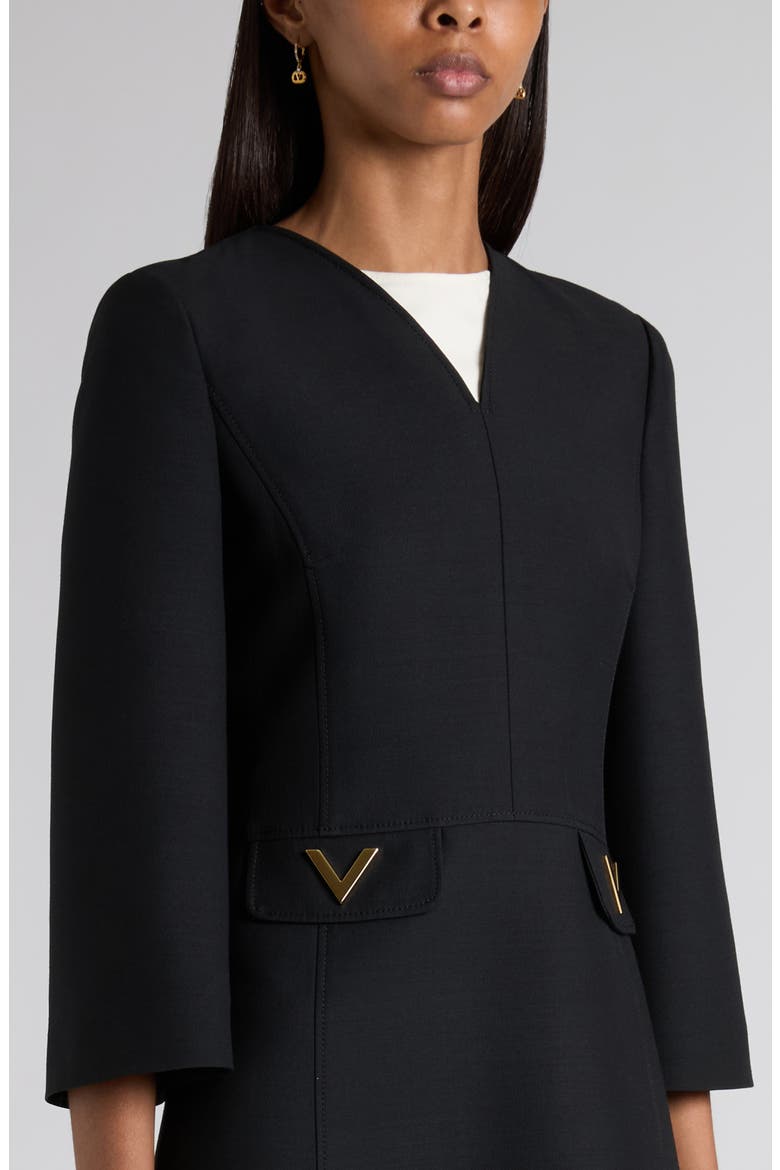 Wool & Silk Crepe Couture Dress, Alternate, color, BLACK