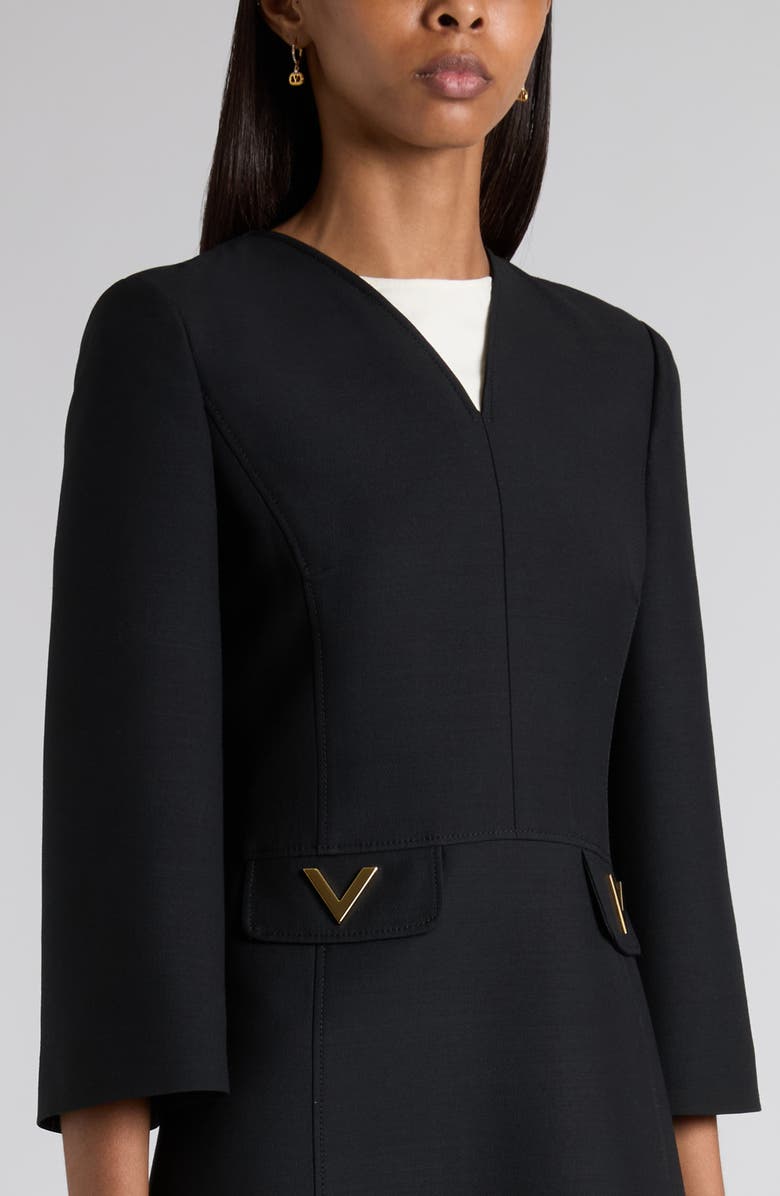 Valentino Wool & Silk Crepe Couture Dress, Alternate, color, Black