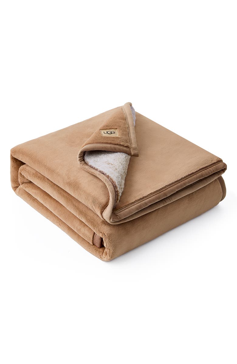 UGG<sup>®</sup> Salt Creek Faux Fur Throw Blanket, Main, color, Sandalwood