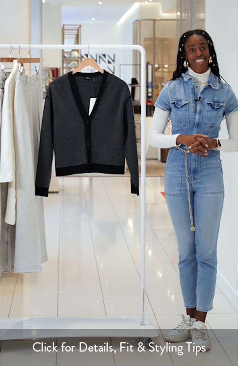 Blanket Stitch Detail Merino Wool Cardigan, sales video thumbnail