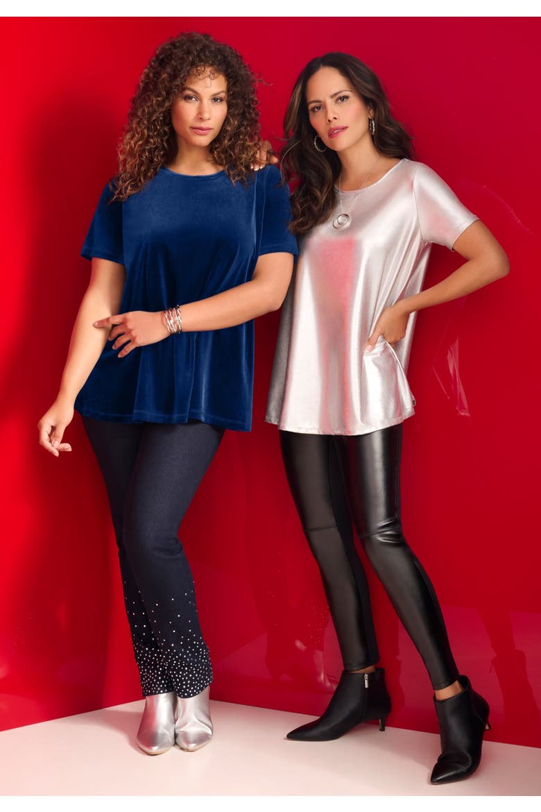 Velour Swing Tee, Alternate, color, EVENING BLUE