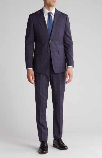 English Laundry Plaid Trim Fit Peak Lapel Two-Piece Suit