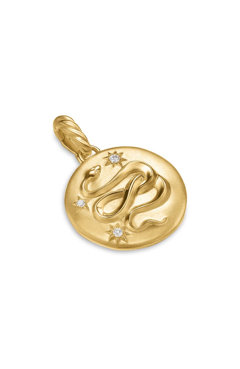 David Yurman Snake Amulet in 18K Yellow Gold with Diamonds, 18.8mm, Alternate, color,