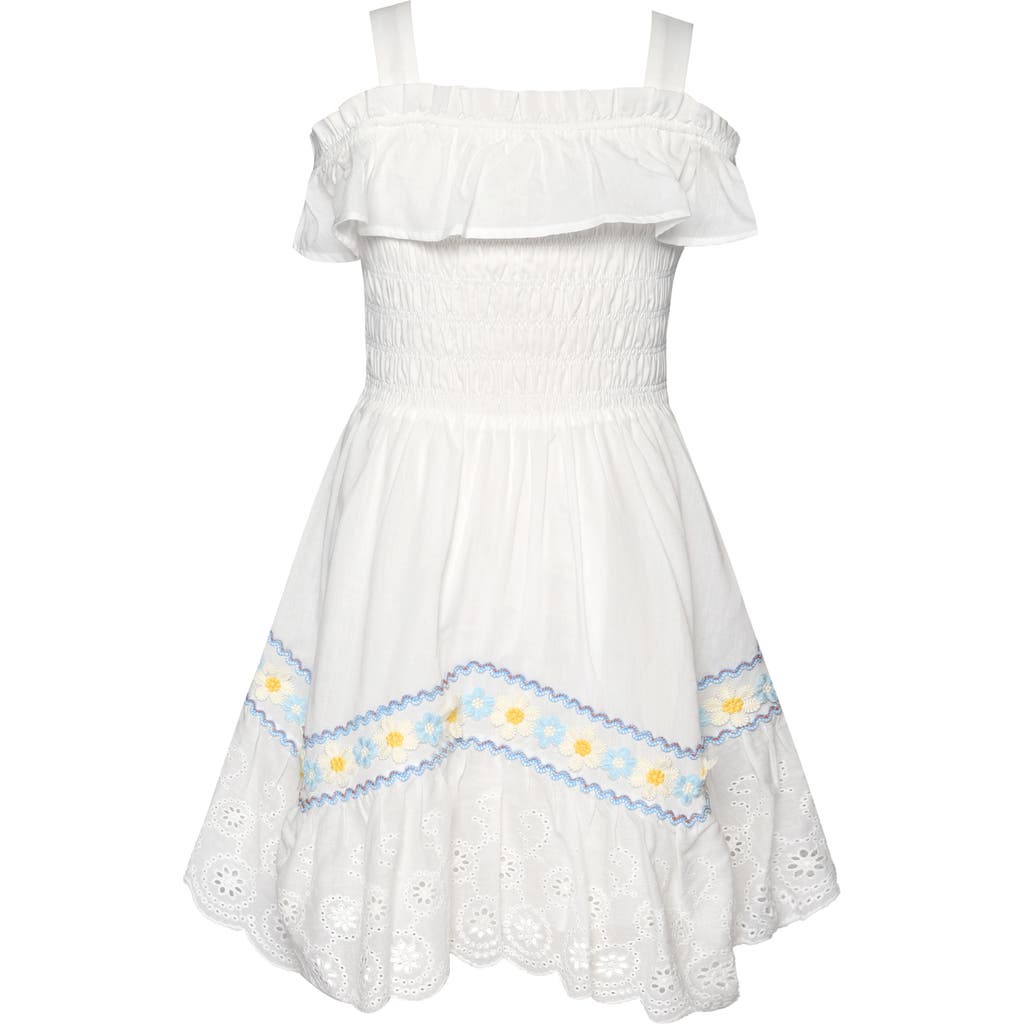 Shop Sara Sara Kids' Ric Rac Off-the-shoulder Dress In White