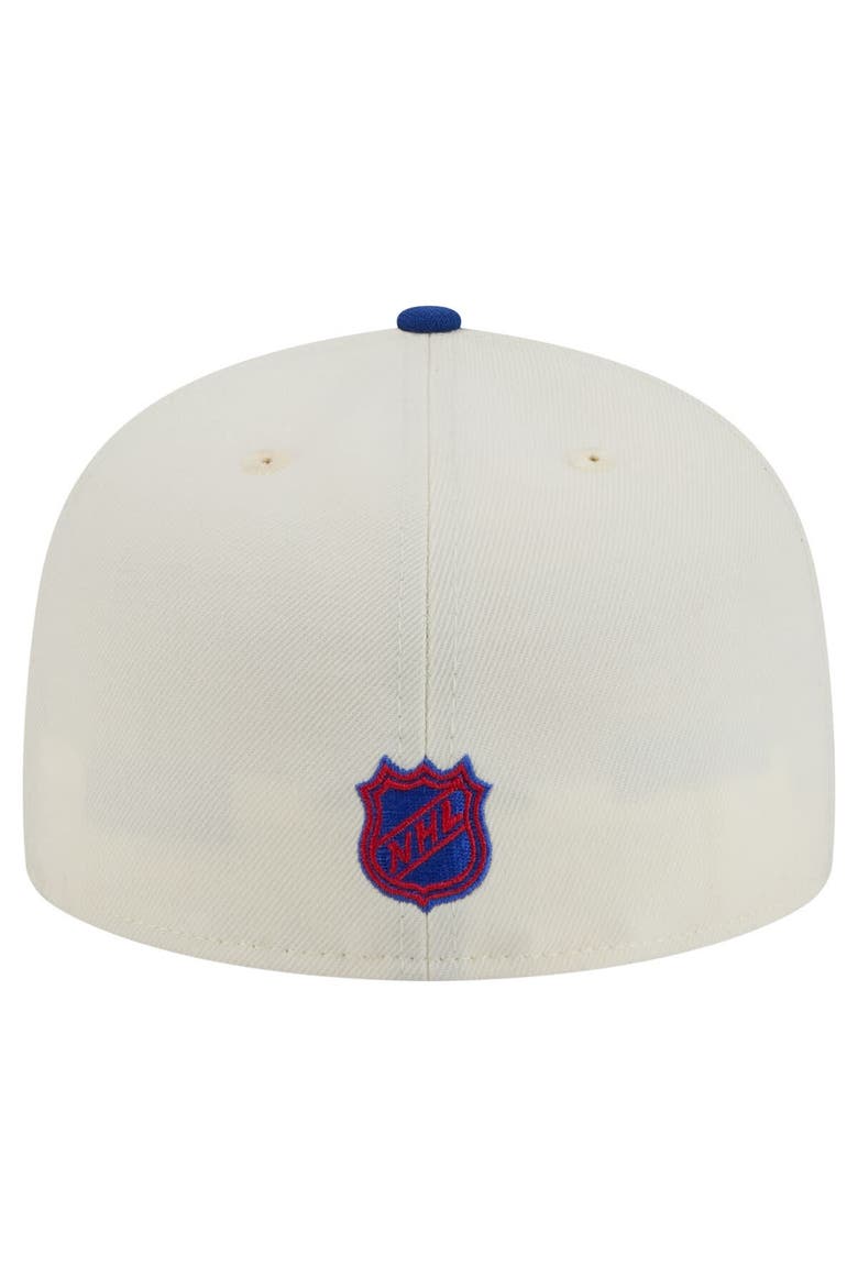 Men's New Era  White New York Rangers Chrome Two-Toned 59FIFTY Fitted Hat, Alternate, color, Cream