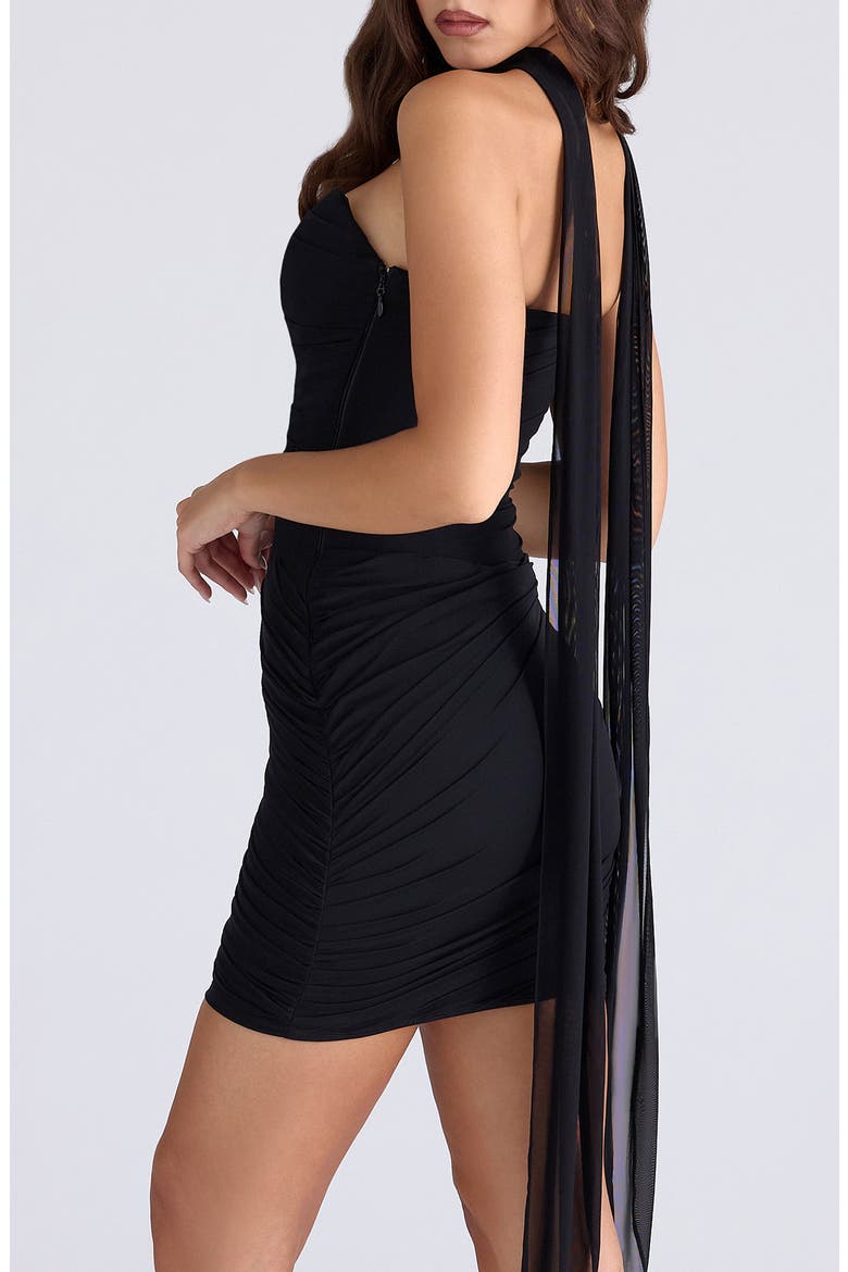 Mariella Strapless Mesh Dress with Removable Scarf, Alternate, color, BLACK
