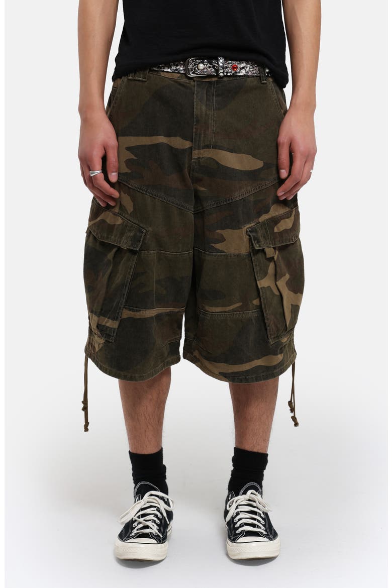 Camo Oversize Cotton Cargo Shorts, Main, color, CAMO