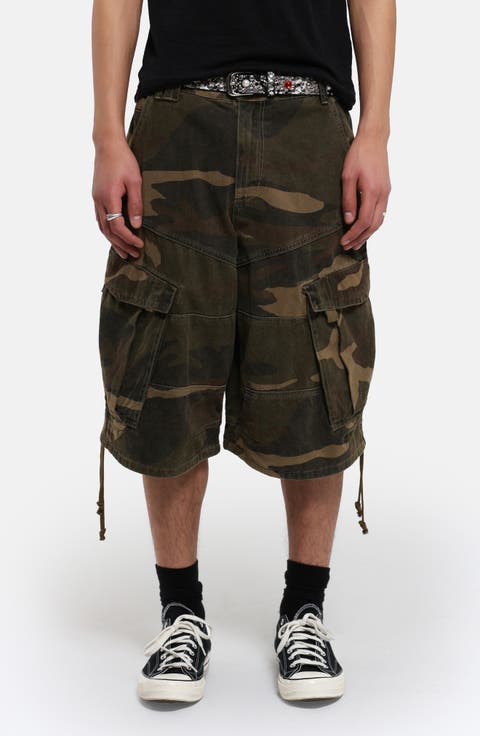 Camo Oversize Cotton Cargo Shorts