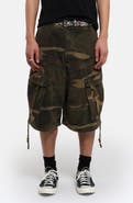 JADED LONDON Camo Oversize Cotton Cargo Shorts