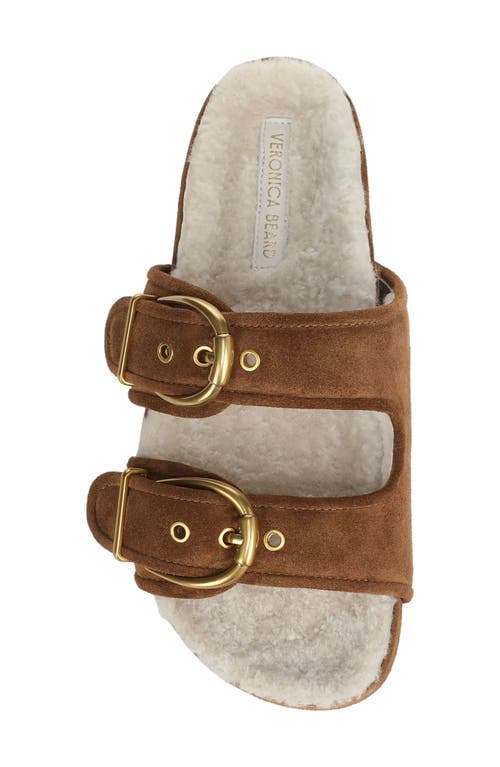Veronica Beard Prue Genuine Shearling Lined Two Strap Sandal In Multi