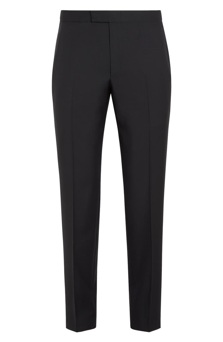 ZEGNA Men's Flat Front Wool & Mohair Tuxedo Trousers, Alternate, color,