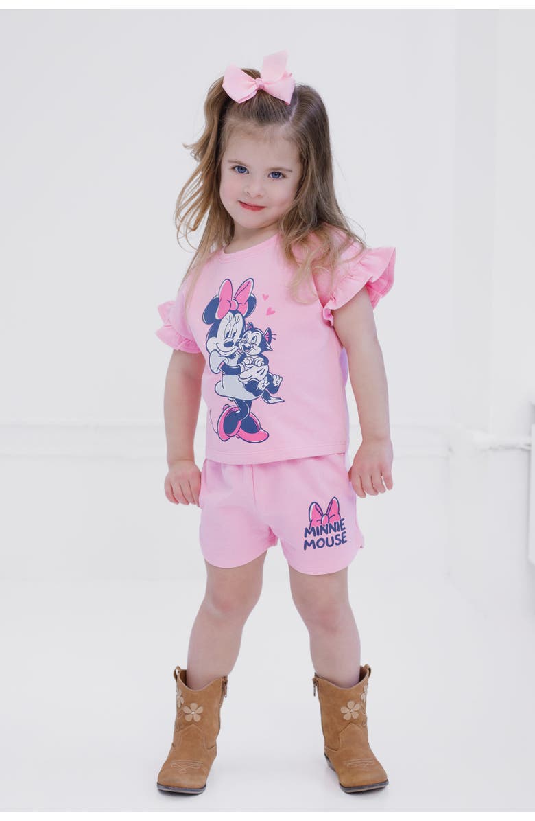 Disney Wash T-Shirt & Shorts Set, Alternate, color, Pink