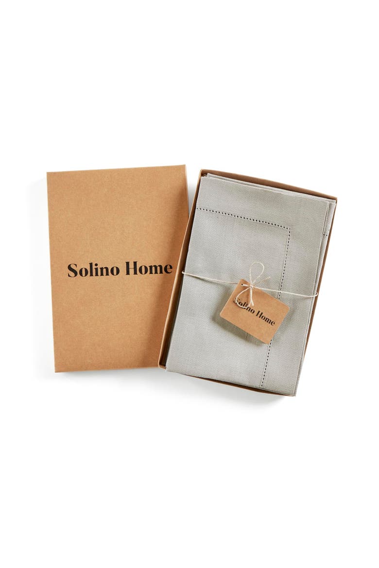Linen Dinner Napkins Set of 4, 20 x 20" - Medium Weight Hemstitch, Alternate, color, Light Grey