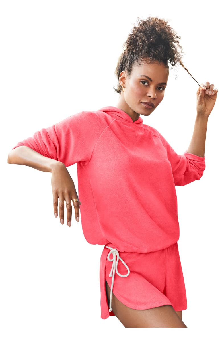 Swimsuits for All Baby French Terry Hoodie Cover Up, Main, color, Coral Reef