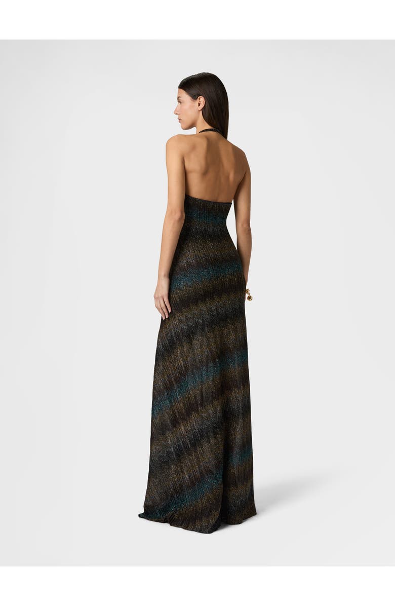 Missoni Snake-pattern Viscose Lamé Gown With Halter Neck, Alternate, color, Green& Brown