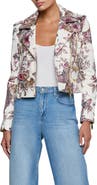 L'AGENCE Blakely Butterfly Leopard Print Crop Leather Biker Jacket