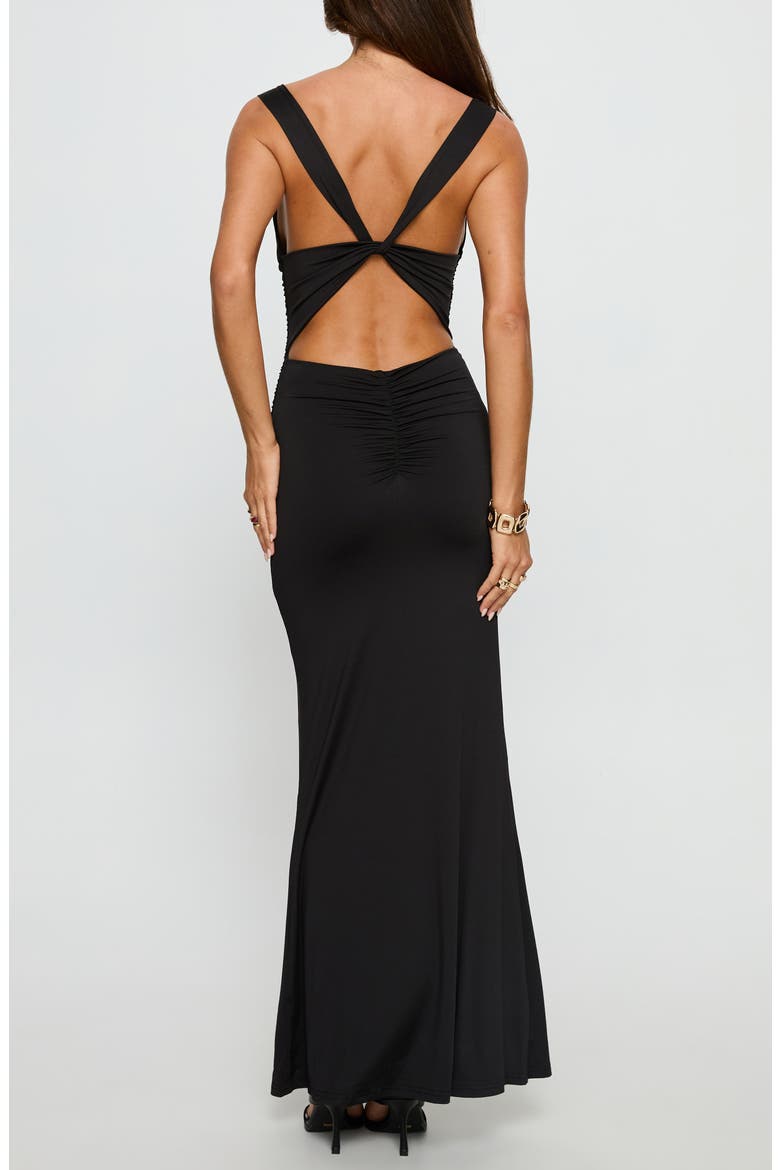 Yakira Back Cut Out Maxi Dress, Alternate, color, BLACK