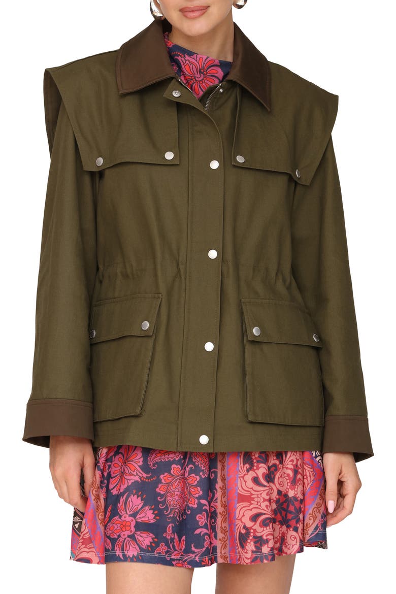 Strong Shoulder Cotton Canvas Utility Coat, Alternate, color, CAPER