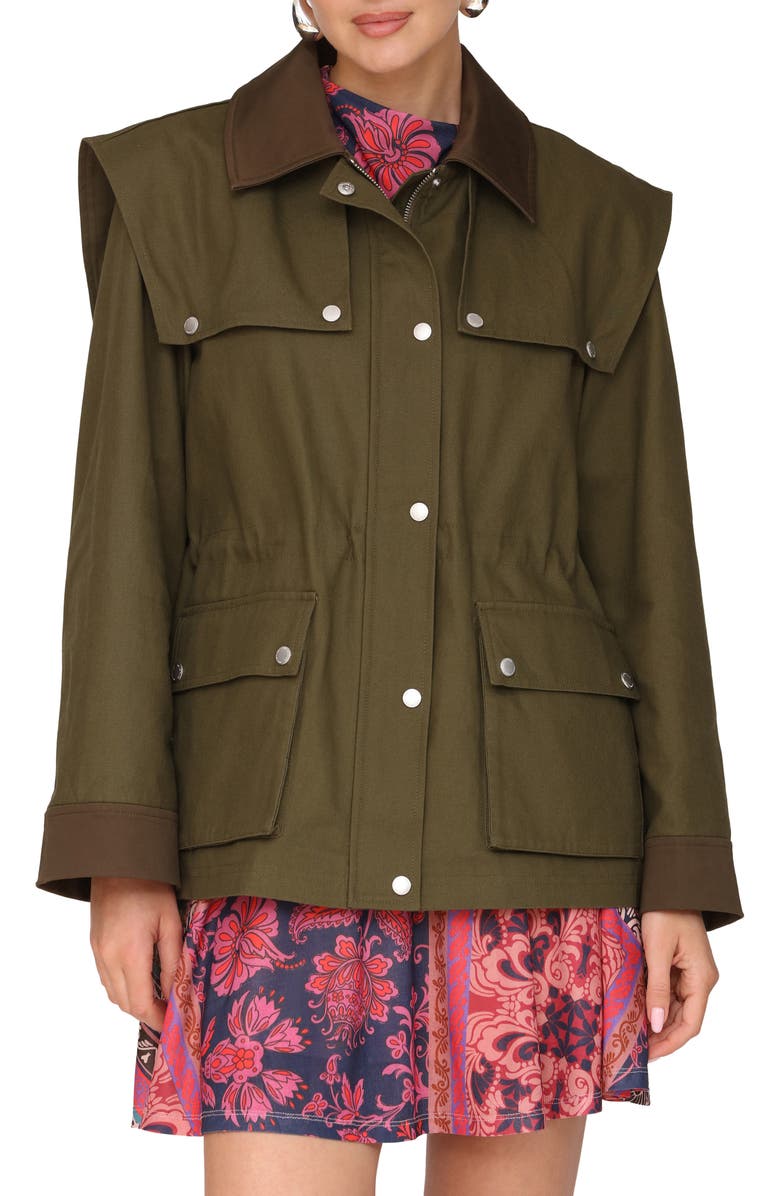 Avec Les Filles Strong Shoulder Cotton Canvas Utility Coat, Alternate, color, Caper