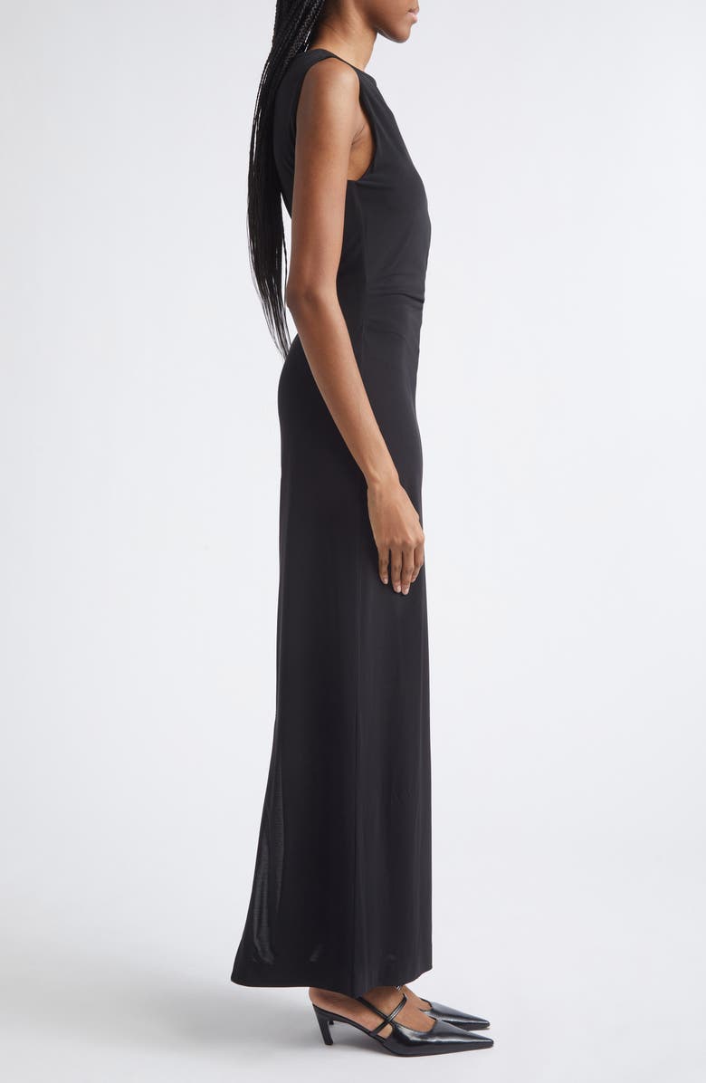 Emporio Armani Side Ruched Jersey Maxi Dress, Alternate, color, Solid Black