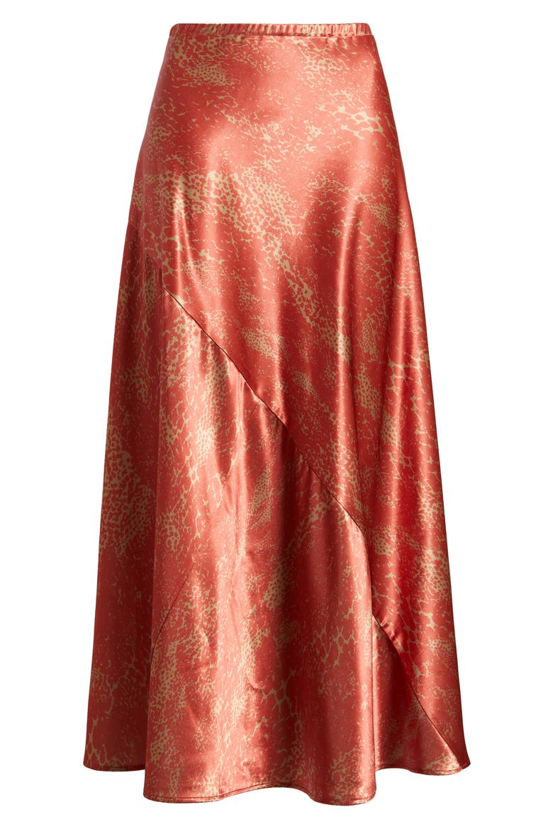 Savoy Print Bias Cut Maxi Skirt, Alternate, color, RUST COGNAC