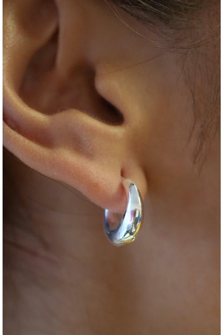 Puff Small Curved Hoop Earrings, Alternate, color, SILVER