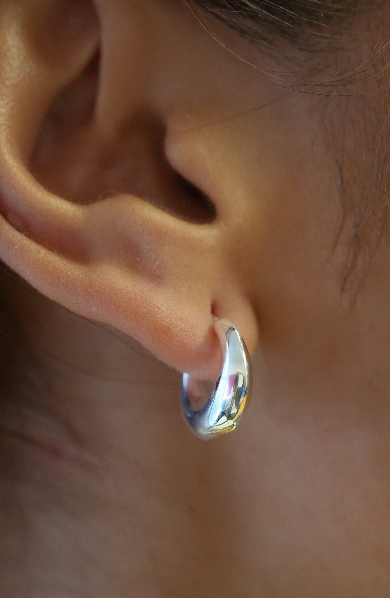 Argento Vivo Sterling Silver Puff Small Curved Hoop Earrings, Alternate, color, Silver