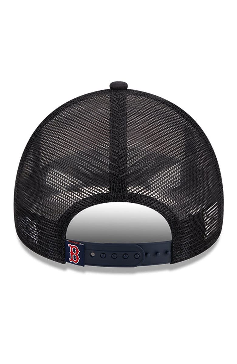 New Era Men's New Era White/Navy Boston Red Sox Stacked A-Frame Trucker 9FORTY Adjustable Hat, Alternate, color, White