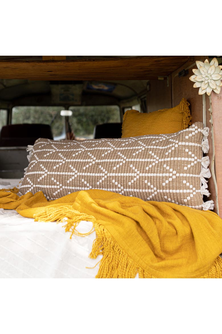 Geometric Arrow Lumbar Pillow Polyester Jute & Cotton With Polyester Fill, Alternate, color, Beige