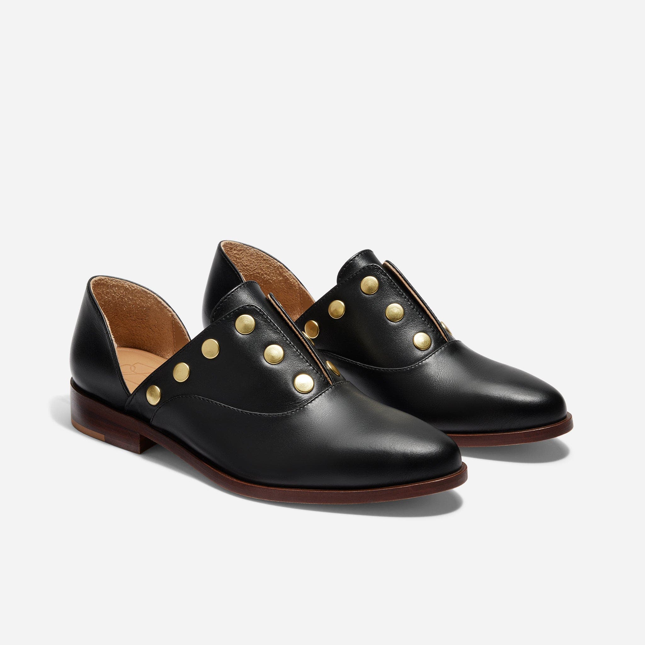 Emma d'Orsay Studded Oxford, Main, color, Black Studded