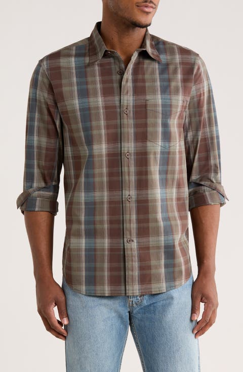 Plaid Poplin Button-Up Shirt