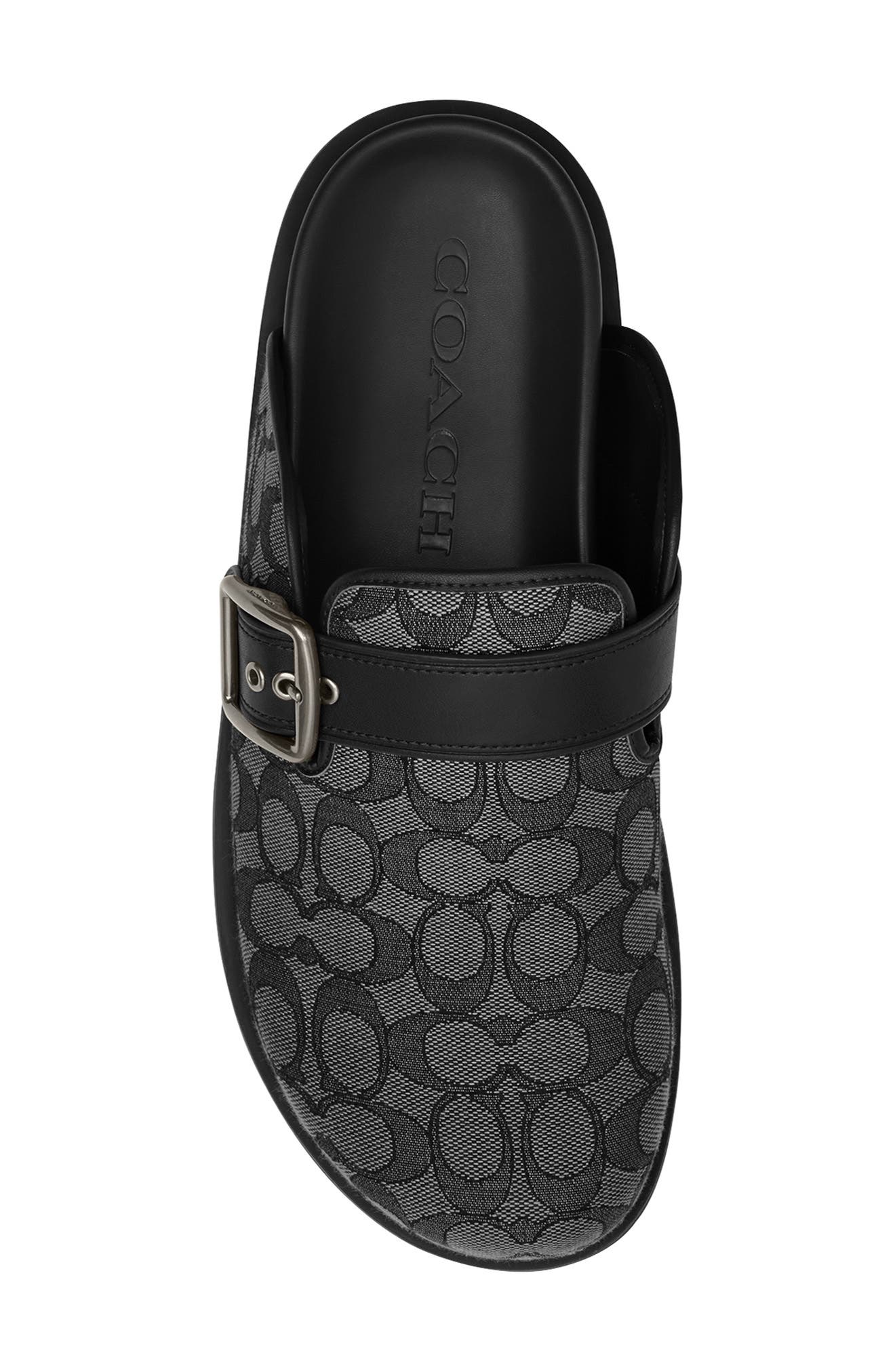 COACH Signature Jacquard Buckle Clog, Alternate, color, Graphite/ Black