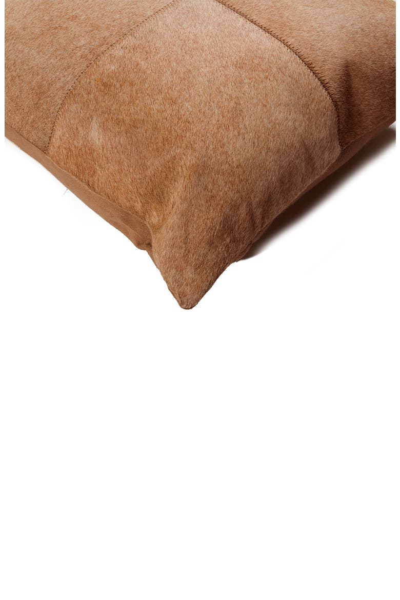 2-Pack Torino Quattro Genuine Cowhide Pillow 18" x 18" - Chocolate/White, Alternate, color, TAN
