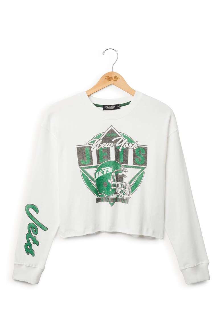 New York Jets Graphic Cropped Sweatshirt, Main, color, VINTAGE WHITE