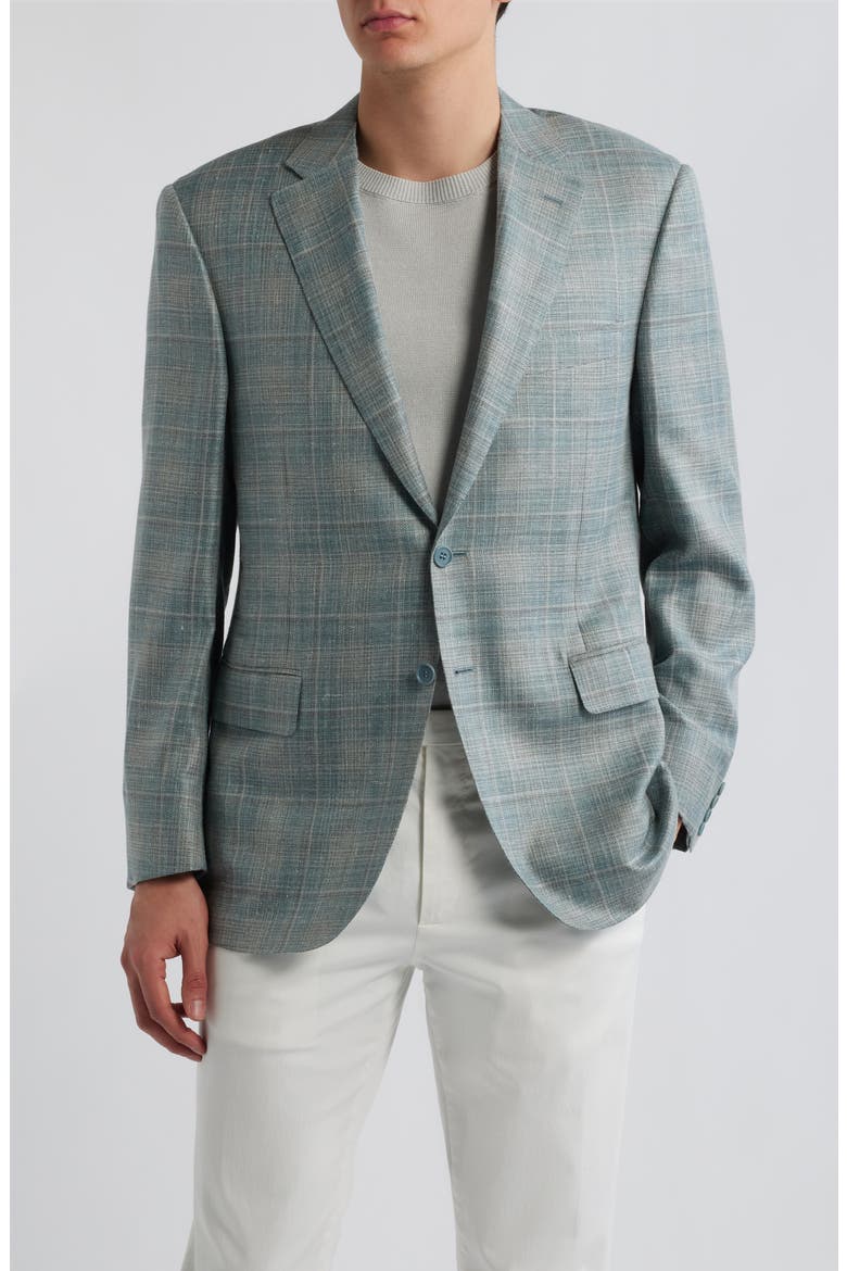 Siena Regular Fit Light Green Plaid Wool & Silk Blend Sport Coat, Main, color, GREEN