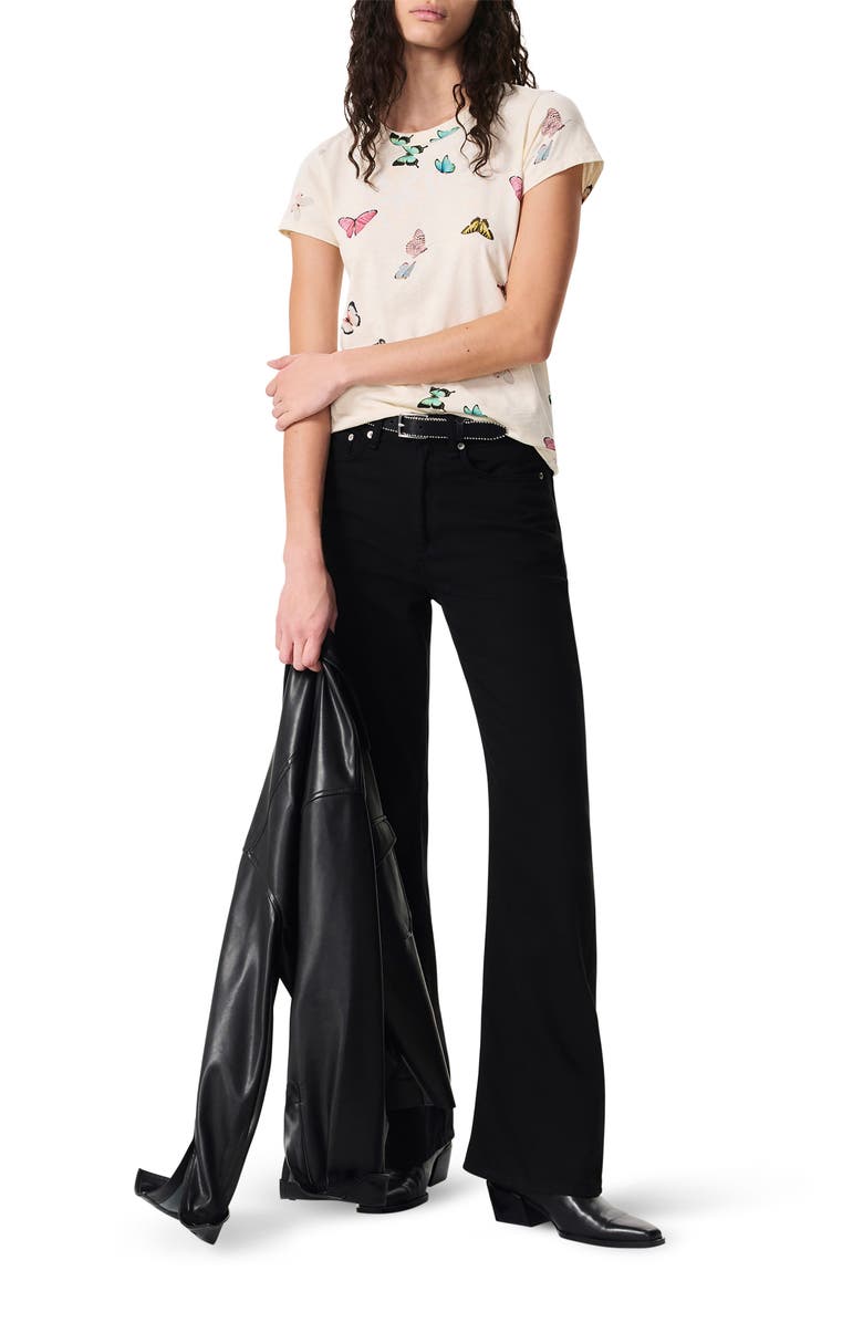 rag & bone Ozzy Butterfly Print Cotton Blend T-Shirt, Alternate, color, Ivory Multi