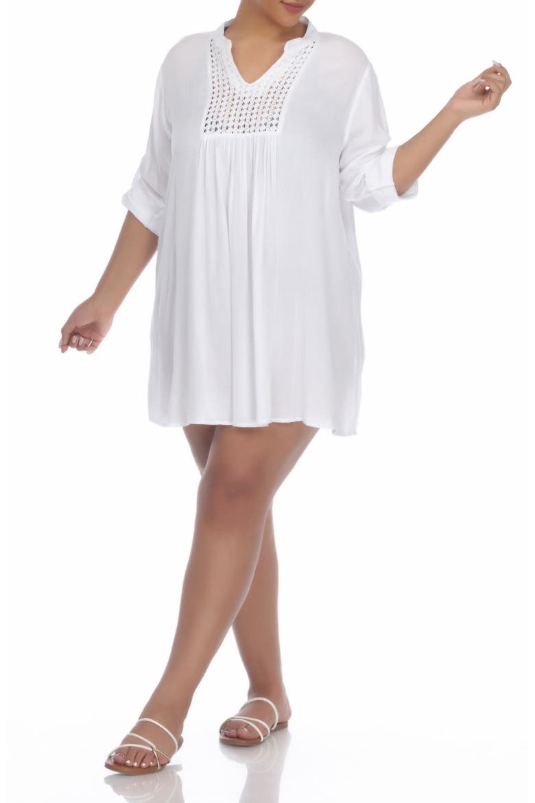 Crochet Trim Cover-Up Dress, Main, color, WHITE