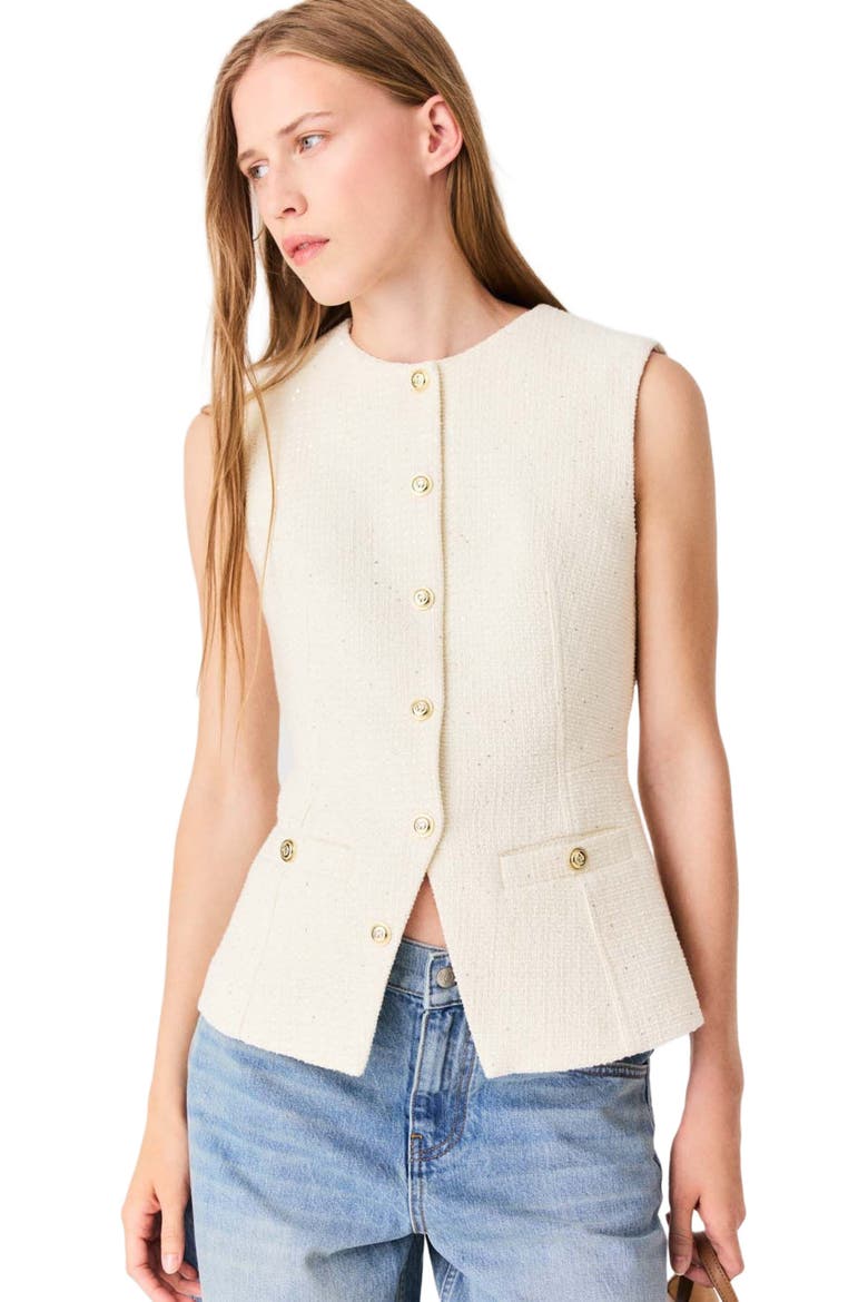 Long tweed jacket, Main, color, Ecru