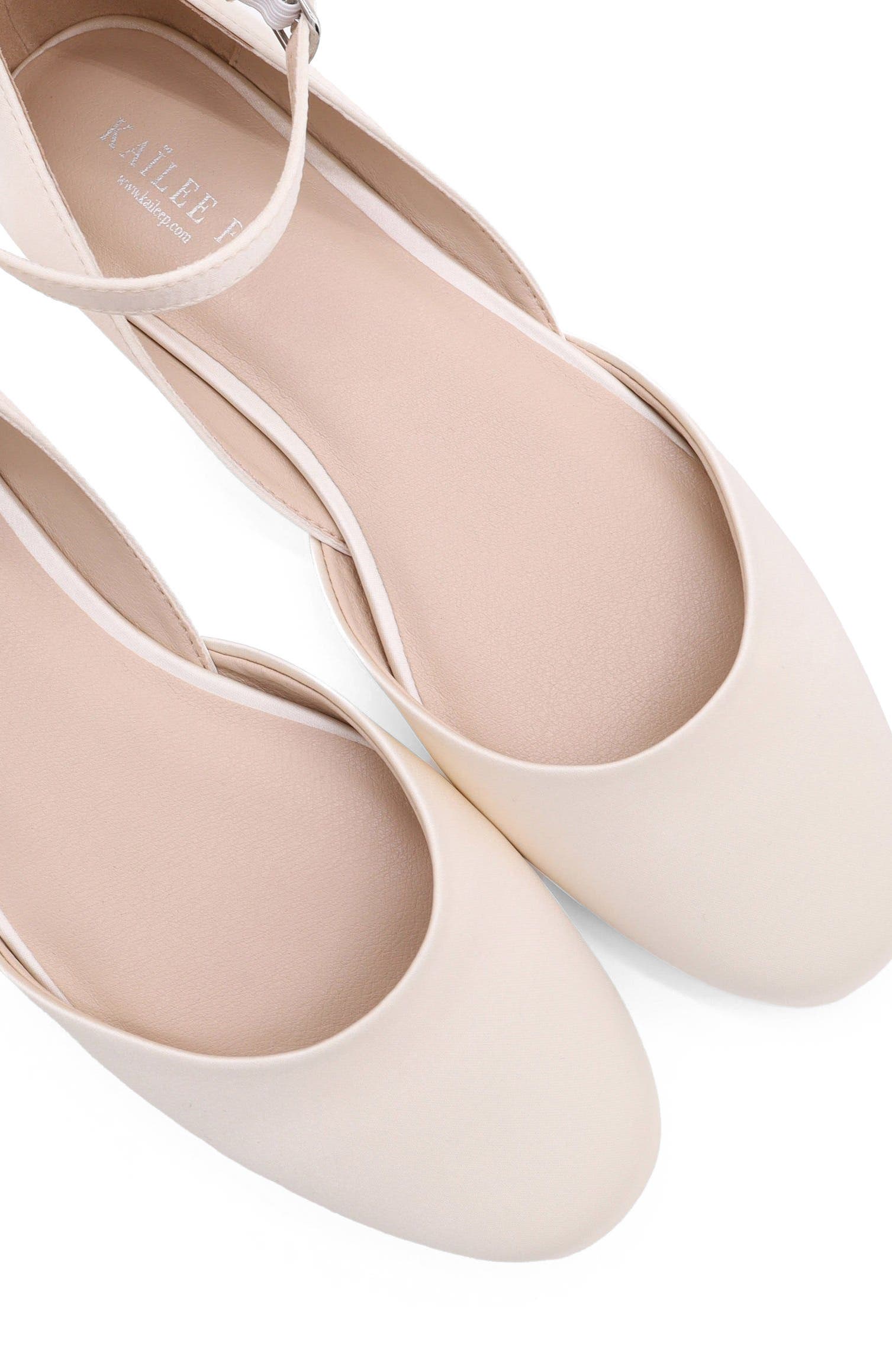 Gloria Satin Round Toe Flat, Alternate, color, Ivory
